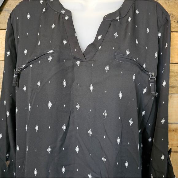 Maurices women's lightweight long sleeve black top w small white pattern size L - Picture 5 of 12